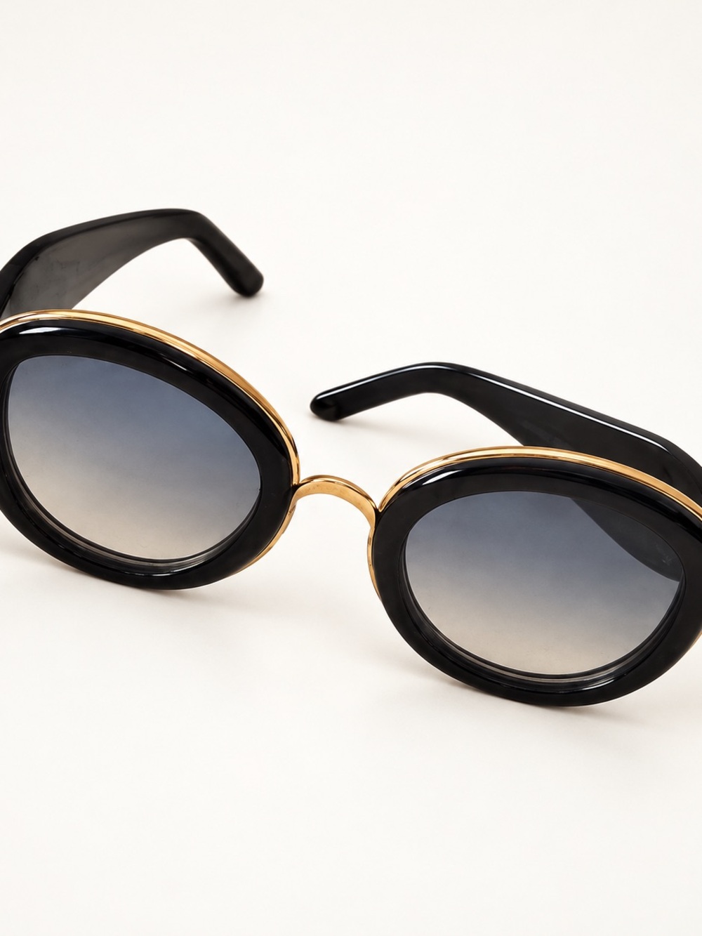 Loewe Black and Gold Oval Sunglasses with Gradient Lenses